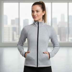 Lululemon InSculpt Jacket Heathered Gray Full Zip Mock Neck Size 4